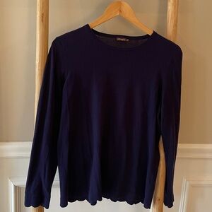 J. McLaughlin Deep Blue Sweater with Scalloped Hem